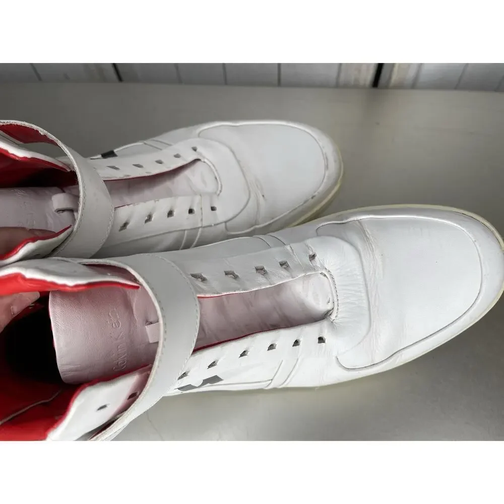 Calvin Klein Sneakers Navin Nappa Logo High Top White Black Size 10.5